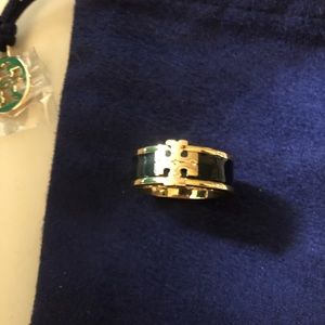 COPY - New Tory Burch Kira Black and Gold Enamel Ring Size 7/8